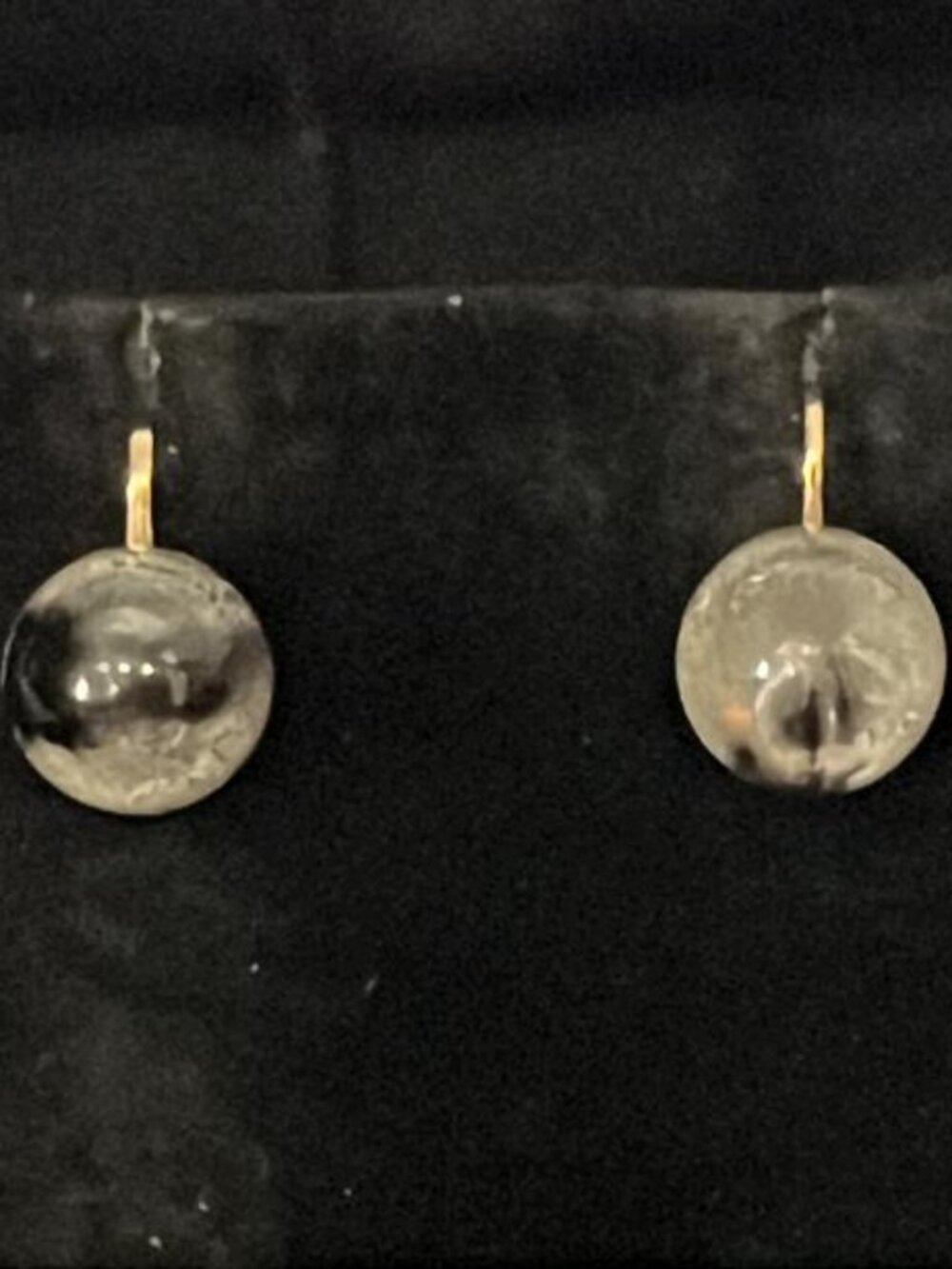 14 mm Clear and Black Swirl Earrings